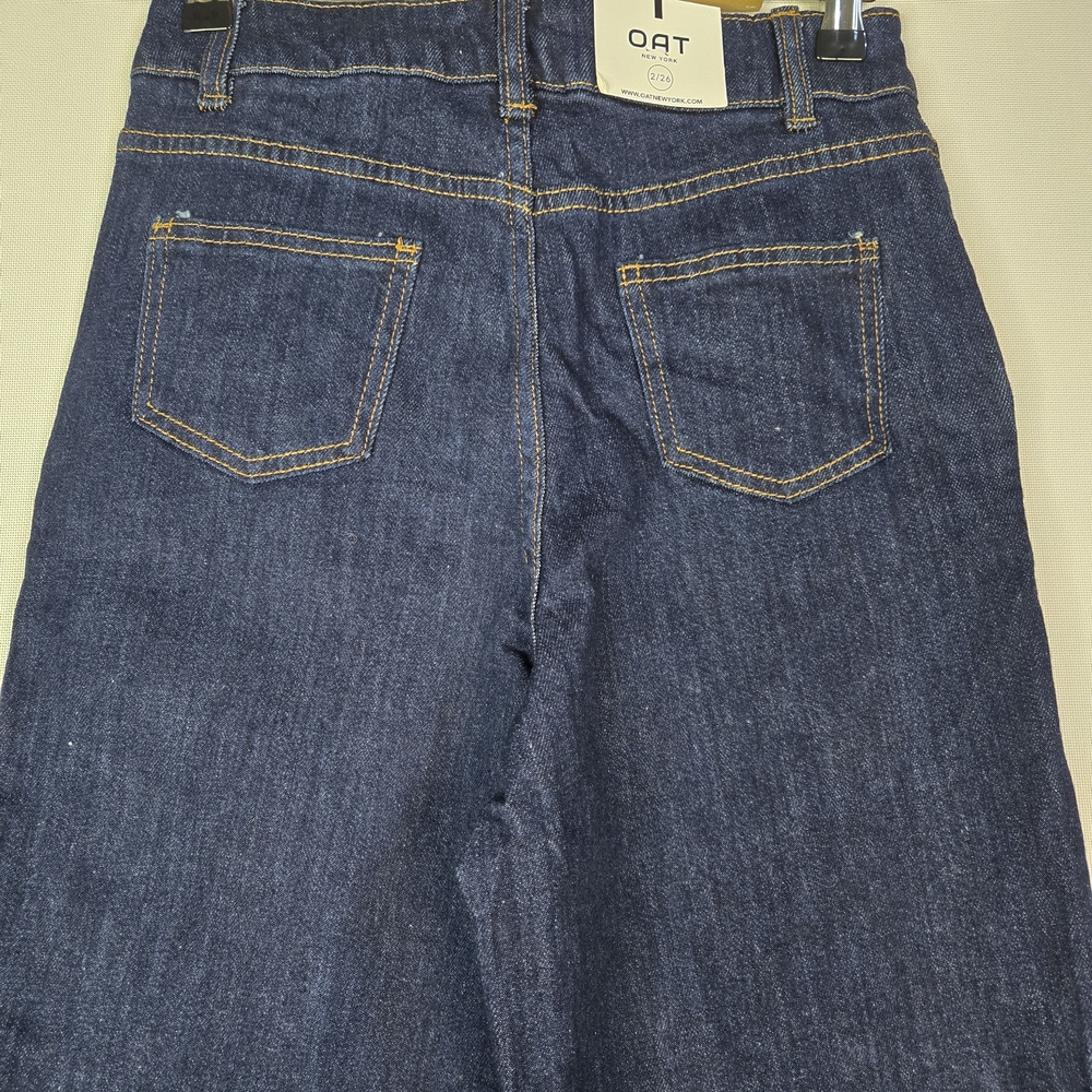 OAT New York Women's Size 2 (26") NWT Medium Wash High Rise Wide Leg Jeans - Picture 9 of 12